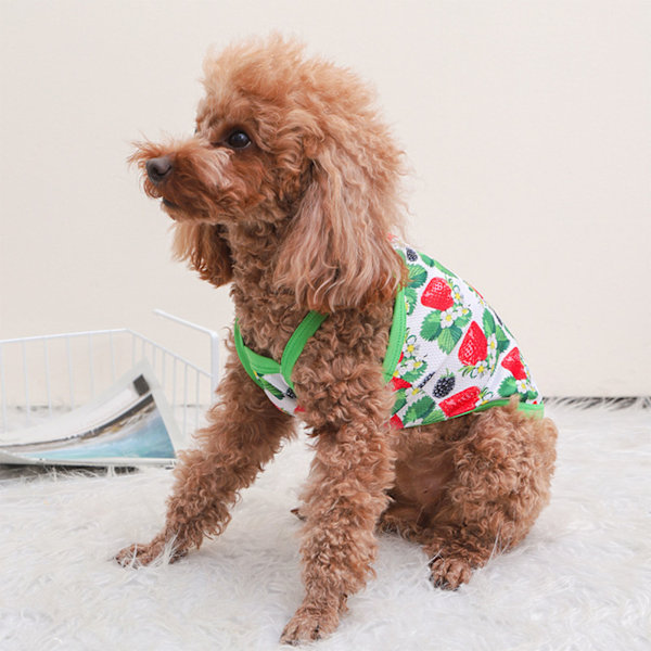 Hundeklæder Sommer Fashionable Cute Prints Åndbar Komfortabel Hvalp Suspender Skjorte Til Daglig Brug Fest Udendørs Jordbær Vest XL