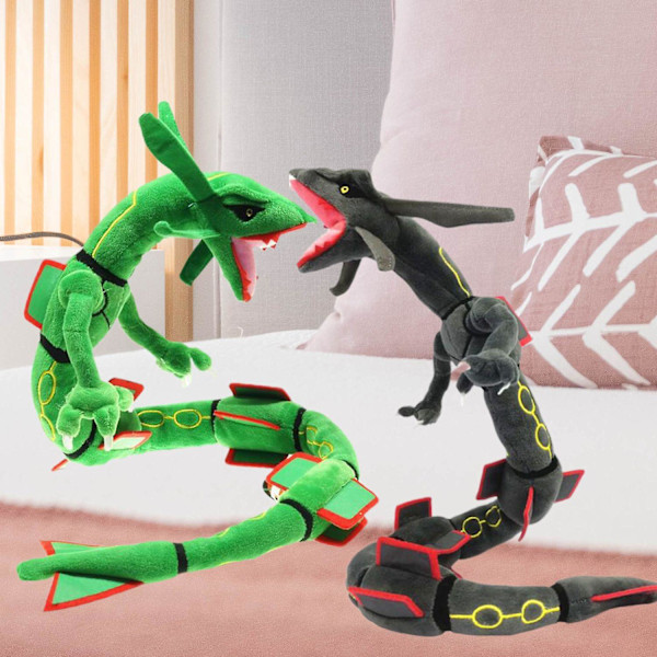 80cm Rayquaza plyslegetøj indbygget skelet sød anime figur drage dukke plys sofa ornament co Black