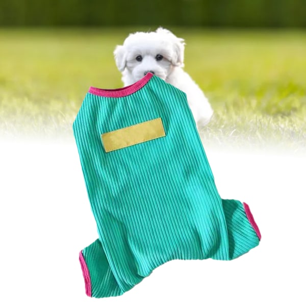 Koirapyjama Pehmeä Mukava Hengittävä Puuvillainen Koiran Hyppyhaalari Teddy Bichon Pudelille Pennulle Vihreä L