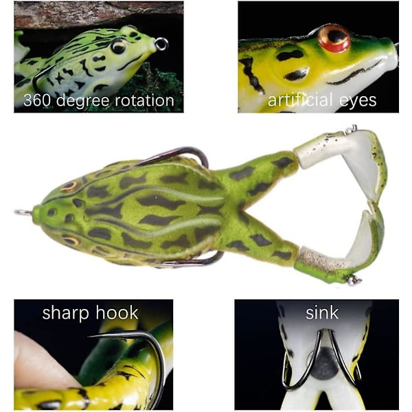 Paket Dubbel Propeller Grodor Bete Fiske Drag Realistisk Silikon Spinnfiske Drag För Sötvatten Saltvatten Fiske Drag