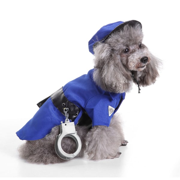 Hund Cosplay Outfit Andningsbar Fashionable Valp Rolig Teddybjörn Kostym För Jul Halloween Fest Blå Polis M