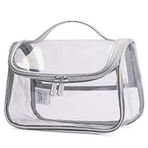 Transparent Pvc Toiletry Cosmetic Bag Makeup Travel Case silver