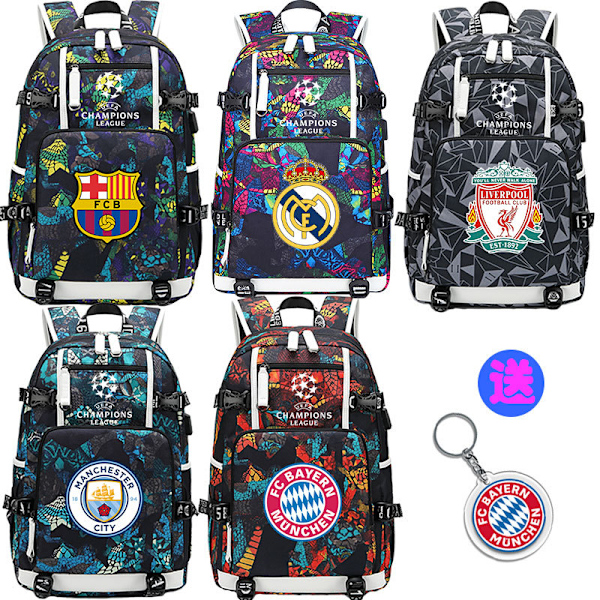 Liverpool Champions League Trykt Rygsæk Fritids Sports Taske Multifunktionel Computer Taske A