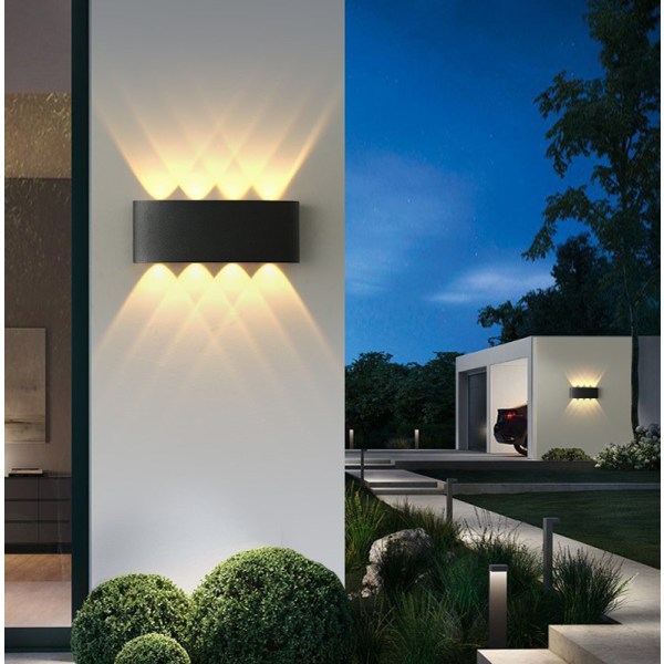paket inomhus/utomhus vägglampa 6W LED (vitt hus*6W varmt ljus)