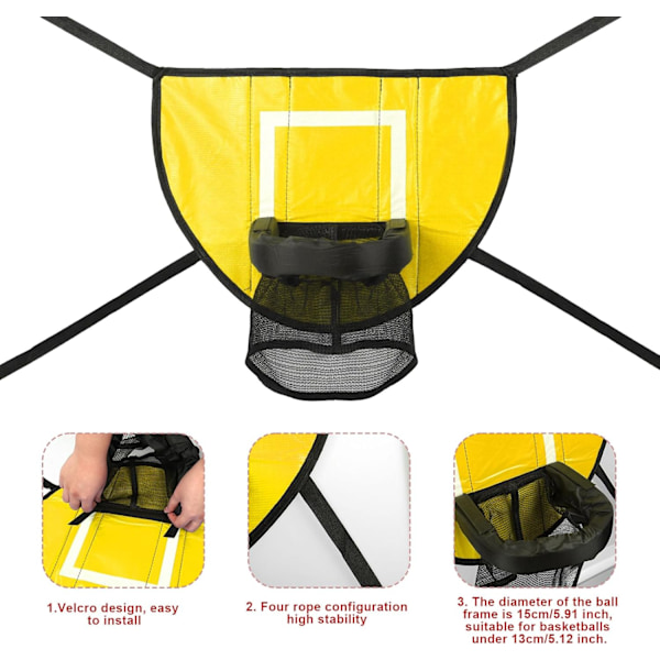 Trampolin Basketkorg Tillbehör Set med 3 Mini Basketbollar och 1 Pump, Vattentät Basketboll Spel Tillbehör för Alla Åldrar (Gul)