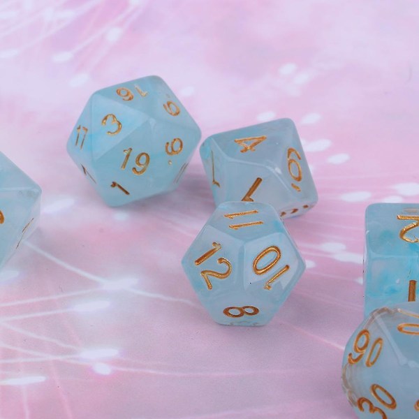 3x Set Of 7 Acrylic Dice Polyhedral For D&d Game Board Games Party Light Blue