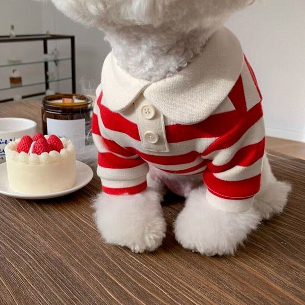 Hundred Stripe Shirt Fashionable Cute Breathable Comfortable Finely Designed Pet Clothes for Small Dogs Cats Red M