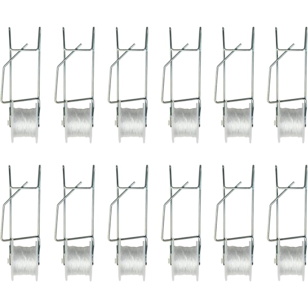 12 Pack Greenhouse Tomato Trellis Spool Hooks, Plant Support Hooks with 15M Rope, Flower Vine Rope Grow Trellis Kit