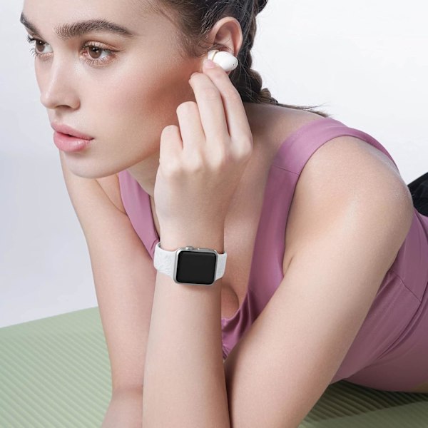 Blommig Graverad Rem Kompatibel med Apple Watch Armband 38mm 40mm 41mm för Kvinnor, Ersättningsarmband för iWatch Series SE 9 8 7 6 5 4 3 2 1, Vit White