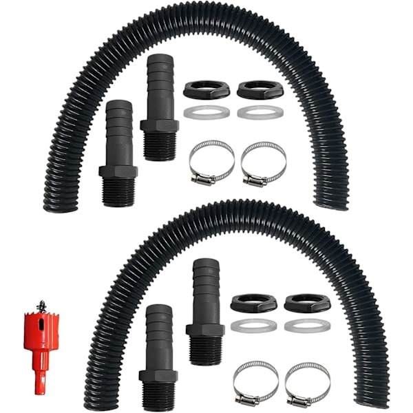 Water tank connection kit, 40mm water tank connection kit with 500mm connection pipe opener, rainwater overflow barrel (rain barrel opener included)