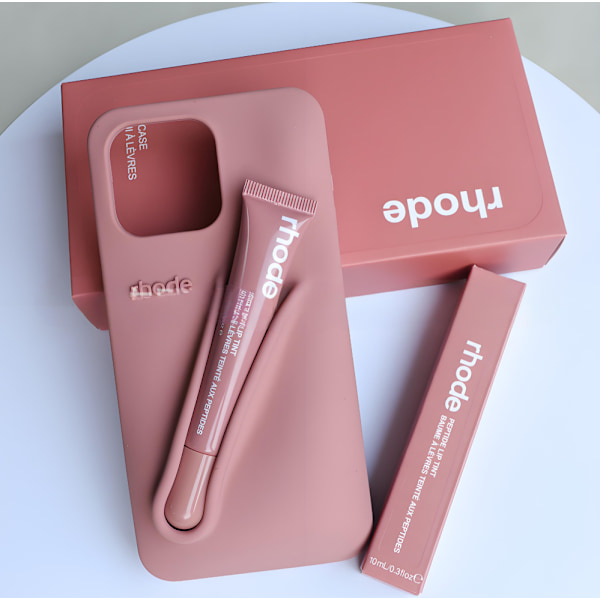 rhode 2-i-1 silikone etui med lipgloss holder, beskyttende mobil etui kompatibelt med iPhone, tilgængelig i (9 farver) Lys brun Light brown iphone13Pro
