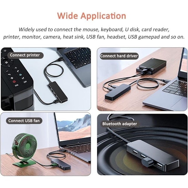 USB 3.0-hub, VIENON 4-ports USB-hub USB-splitter USB-expander för bärbar dator
