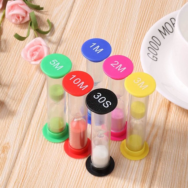 Timeglas - 30 sek., 1 min., 2 min., 3 min., 5 min., 10 min. - timeglas timer - 6 stk.