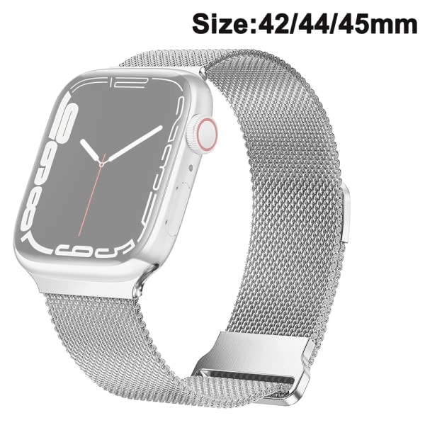 [QD] Magnetiskt Apple Watch Armband - Silver 42/44/45mm