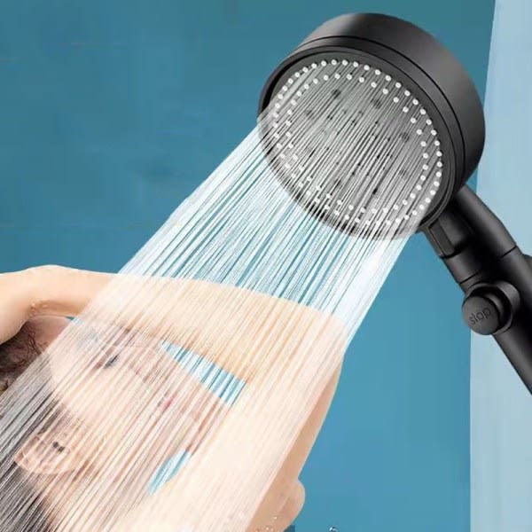 Handhållet duschhuvud Högtrycksvattenbesparande duschmunstycke Black