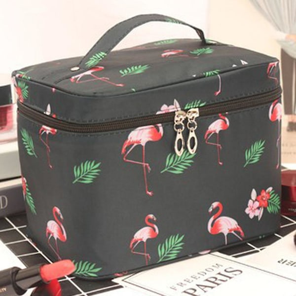 Make Up Taske Etui Rejse Kosmetik Organiser Beauty Taske Flamingo Black