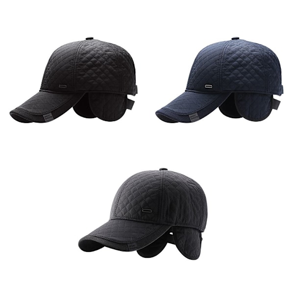2 ST Mellanålders mäns mössa med öronlappar BLÅ & GRÅ blue&grey