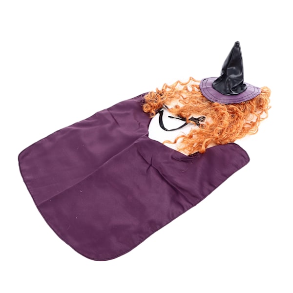 Halloween Pet Witch Outfits Wizard Wig Hat Coat Set Soft Polyester Witch Dress Costumes for Dogs Cats