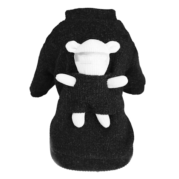 Dog Sweater Thickened Winter Clothes Knitting Wool Cute Bear Toy Shape Warm Clothes Black M