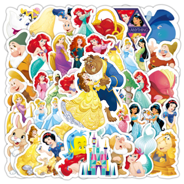 Princess 2-50PCS (Exquisite Laser Packaging) Decals Aesthetic Waterproof Vinyl Pack Stickers til Vandflaske Laptop Skateboard DIY Fest