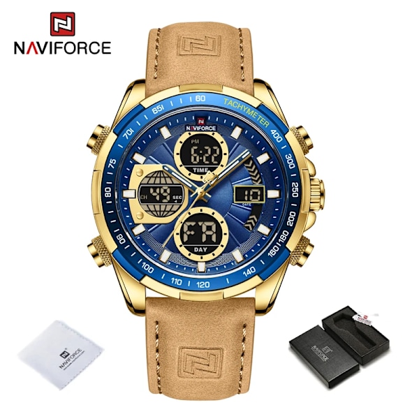 NAVIFORCE Militærure til mænd Luksus Sports Chronograph Alarm Armbåndsur Vandtæt Quartz Stort Ur Digitalt Herreur GBEYBN-BOX