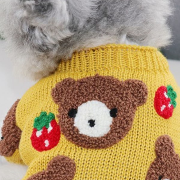 Hundestrikket sweater sødt mønster blødt varmt behageligt stilfuldt lille hundestrikket sweater sweater til hunde katte kæledyr efterår vinter bjørnemønster XS