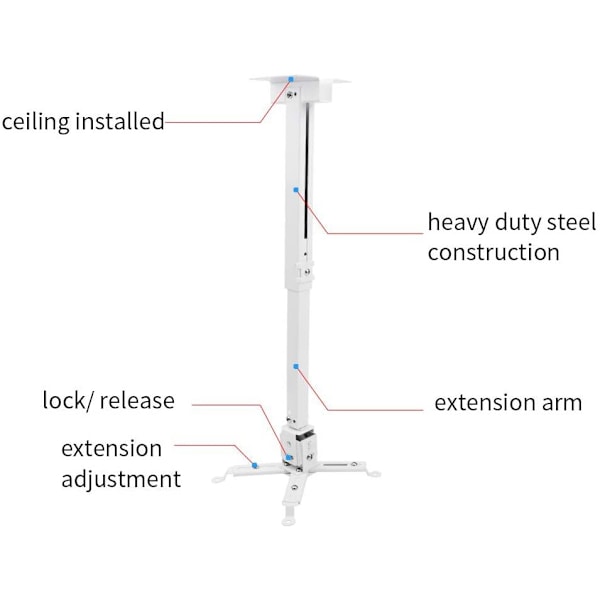 Projektor takfäste, justerbar teleskoparm i rostfritt stål, takfäste för skola kontorsmöte