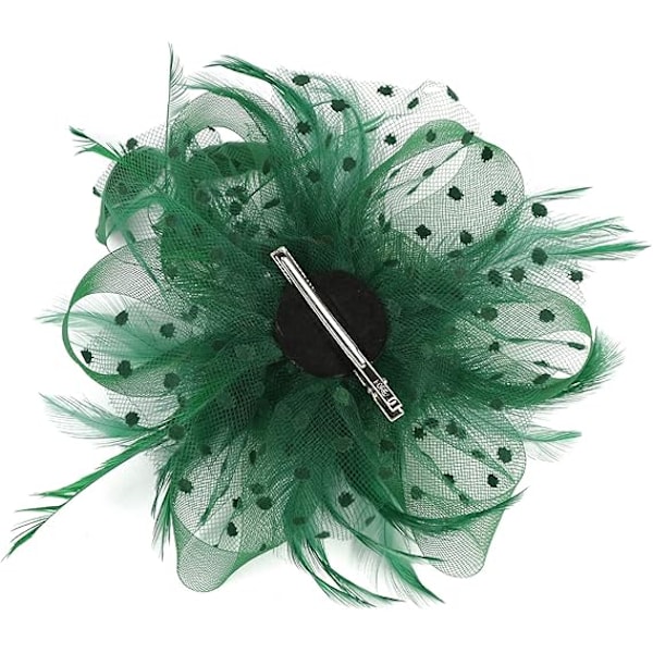 Naisten fascinator-hattu, naisille, häihin, fascinatorit, teekutsuhattu, flapper-hattu, Ascot-kilpailuhattu, sulkakukka (tummanvihreä) dark green