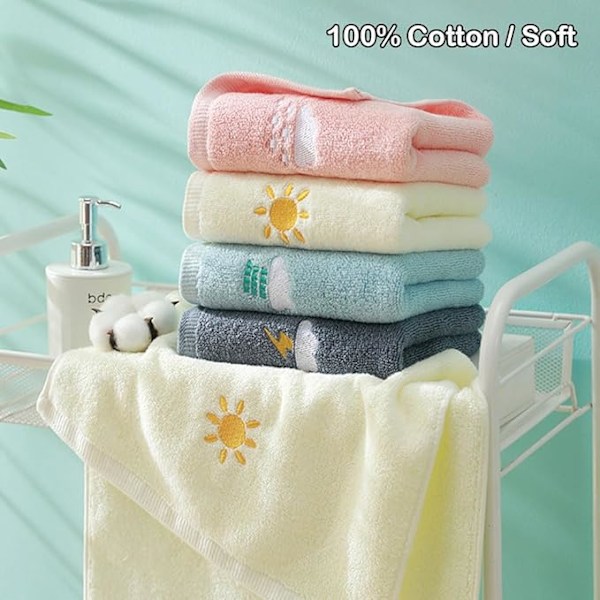 Badrumshanddukar Set om 4, Mjuka Handdukar Mjuk Bomullshandduk Mycket Absorberande Handduk, Storlek 35 x 74 cm (Rosa/Grå/Grön/Vit)