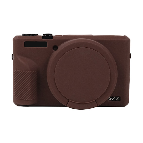 Blødt silikoneetui med linsebeskytter til Canon PowerShot G7 X Mark III / G7X3{ad} Kaffe