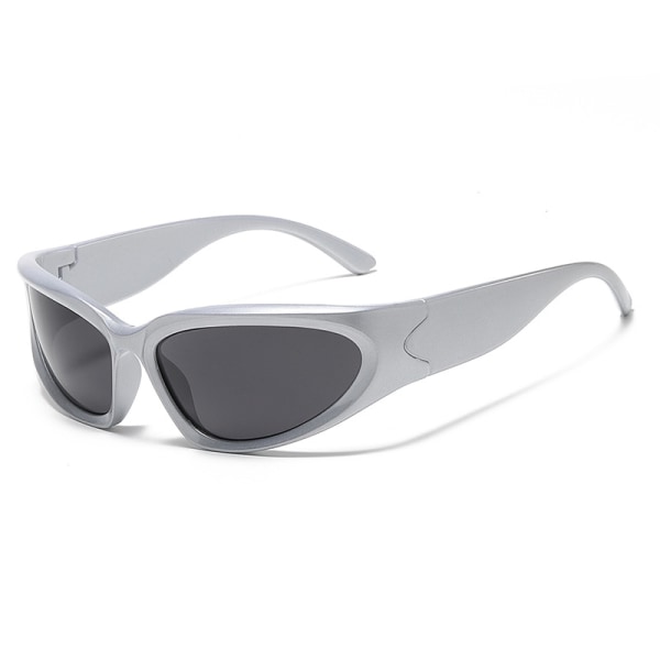 Cykling utomhussportsolglasögon Silverbåge med svarta linser