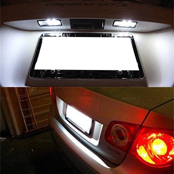 2x Canbus LED Nummerpladelys Pære til Audi A1 A4 B8 4D 5D A5 S5 2D 5D A6 S6 til VW Golf Passat LED Nummerpladelampe HVID
