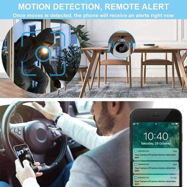 Mini spionkamera, 1080P trådlös övervakningskamera med WiFi