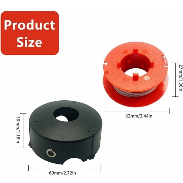 F016800175 Trådspole til Bosch Art 23 26 30 Easytrim og Combitrim, Pro-Tap Automatisk spole blød snor, 8M x 1,6 mm med dæksel F016L71088 (3 spoler +