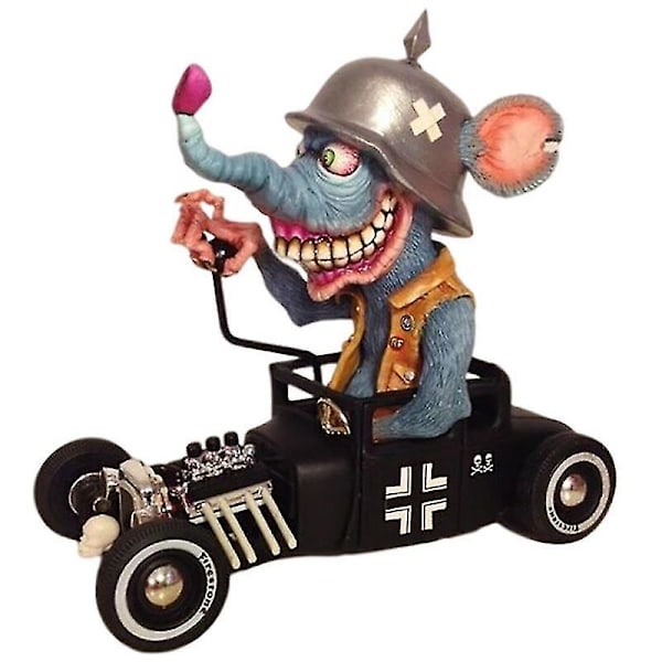 Angry Big Mouth Statue Rat Fink Collectible Model Toy Halloween Decoration Monster Driving