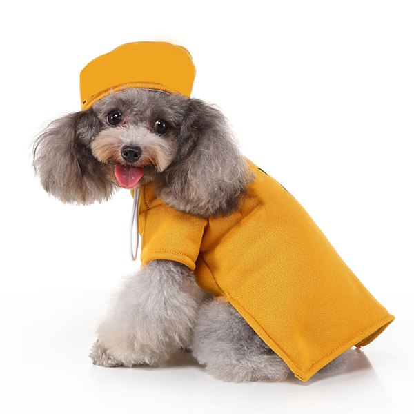 Funny Dog Costume with Adjustable Hat Soft Comfortable Elastic Dog Halloween Costume Clothes for Dogs Cats Pets Yellow S