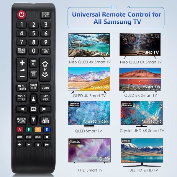 Universell fjärrkontroll för Samsung Smart TV BN59-01175N AA59-00603A AA59-00741A AA59-00743A kompatibel med alla för Samsung fjärrkontroll