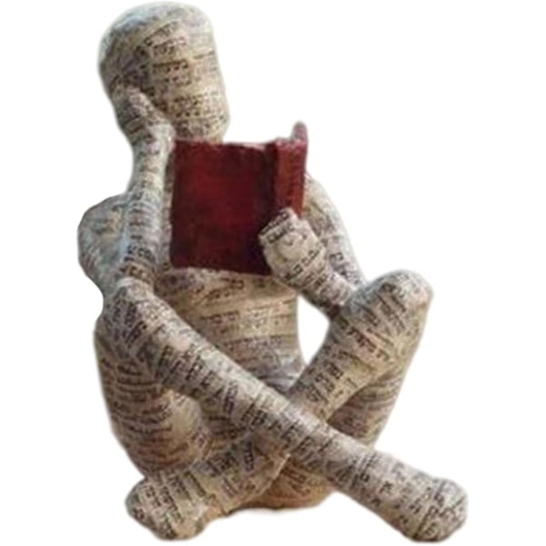 Reading Woman Figurine,pulp Woman Reading Bookshelf Decor, Handmade Abstract Thinking Sculpture Resin Ornaments Bookshelf Decoration Novel And Peculia