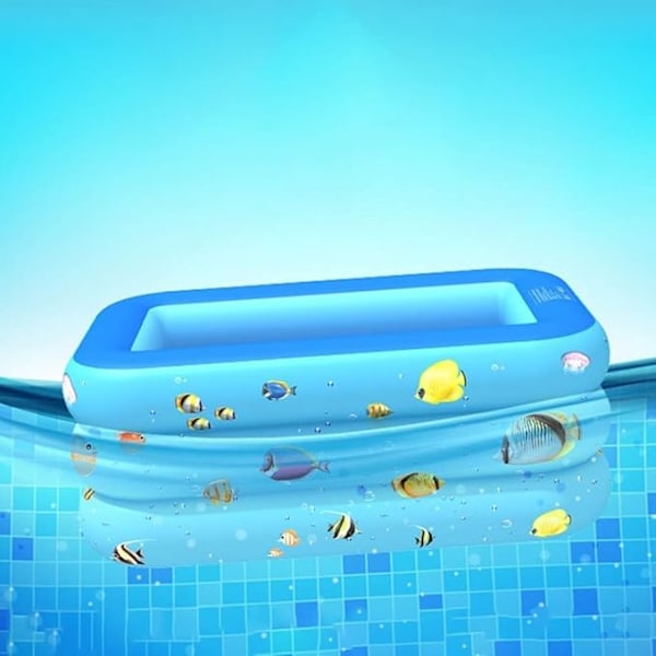 Uppblåsbar rektangulär pool för barn och vuxna 120cmx83cm, ovanjordiska rektangulära familjepooler för utomhusbruk i trädgården