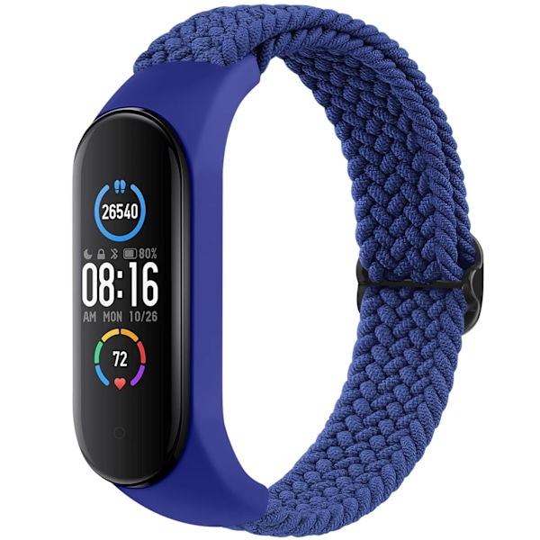 Flettet urrem til Xiaomi Mi Band 7 6 5 4 3 rem elastisk justerbar armbånd til Amazfit Band 5 rem udskiftning armbånd sort