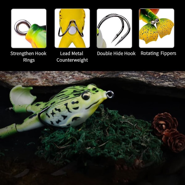 Paket Dubbel Propeller Grodor Bete Fiske Drag Realistisk Silikon Spinnfiske Drag För Sötvatten Saltvatten Fiske Drag