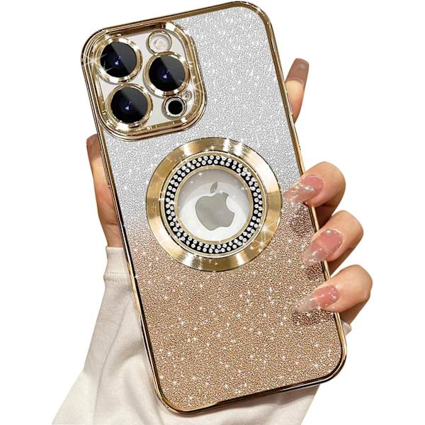 Misscase iPhone 16 Pro Magneettinen Glitter-kuori, yhteensopiva MagSafe-latauksen kanssa, täysi suoja, ohut, iskunkestävä, naarmuuntumaton kuori kameralla{ad} gold