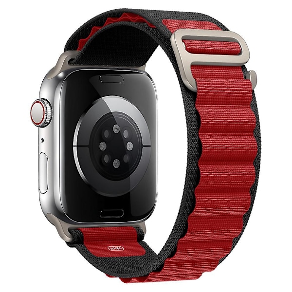 Alpine Loop-rem til Apple Watch-rem 49 mm 44 mm 40 mm 45 mm 41 mm 42 mm 38 mm 38 40 44 45 mm armbånd iWatch Ultra Series 7 6 3 Se 8 sort-rød black-red 38 40 41mm