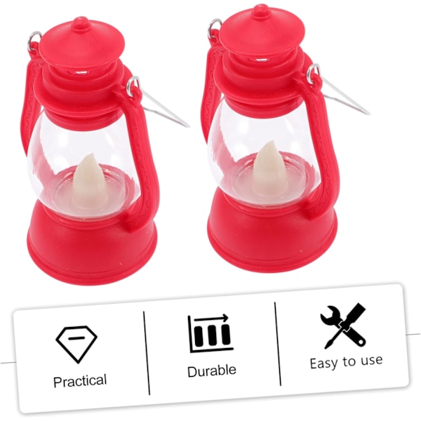 1 Set Retrolykta Utomhus Campinglampa Liten Campinglykta Röd 2-pack