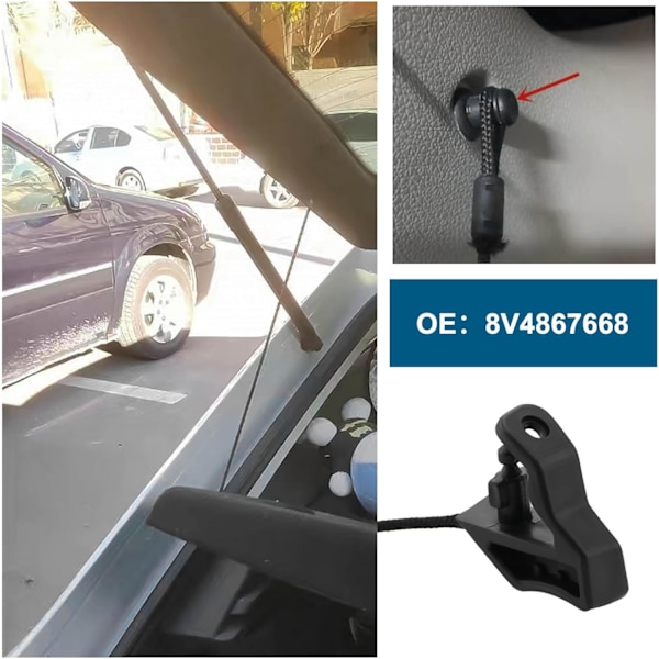 1x Erstatningssnor til hattehylde højre 8V4867668 Kompatibel med Audi A3/S3 2013-2016 Bageste hattehyldestrop Sort