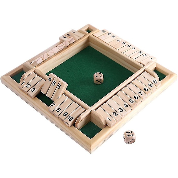 Deluxe 4-spelar Shut The Box Träspel Klassiskt Tärningsspel