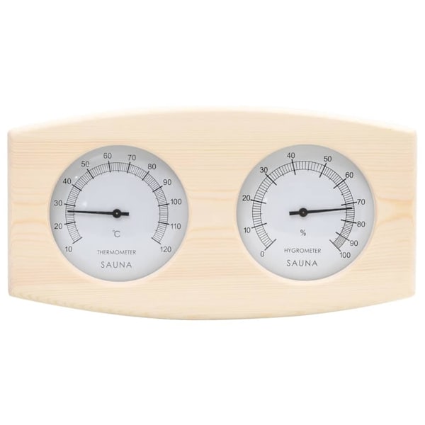 vidaXL 2-i-1 Bastutermometer & Hygrometer Timglas Set Massiv Furu 700