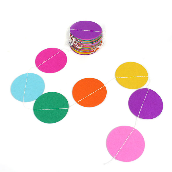 4M Lang Papir Cirkel Prikker Hængende Dekoration String Party Guirlande Regnbuefarve (Syv Farver){ad}