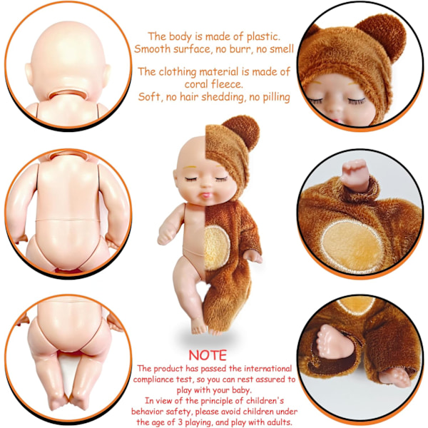 Sött Litet Dockset, Miniatyr Återfödd Babydocka i Plast, Överraskningspresent för Barn (Badrocksserie) Bathrobe Series