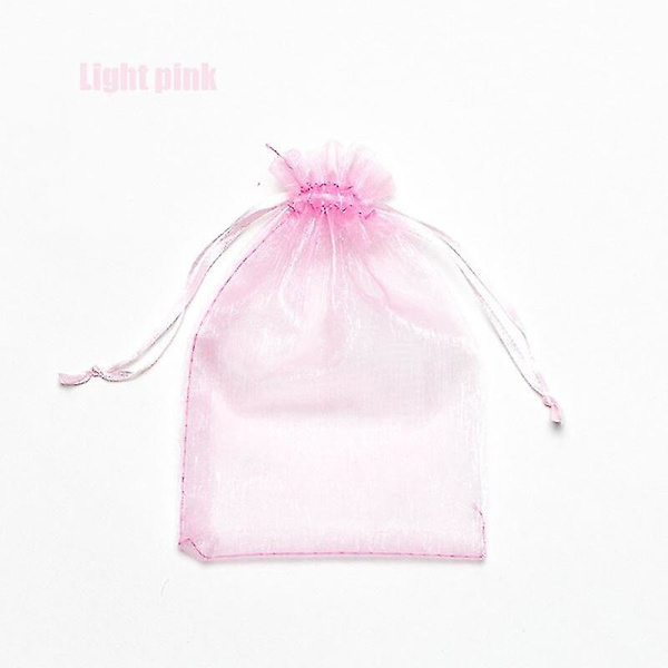 100kpl 22 Väriä 7x9 9x12 10x15 13x18 Cm Kiristettäviä Organzapusseja Korut vaaleanpunainen{ad} light pink 13x18cm 100pcs